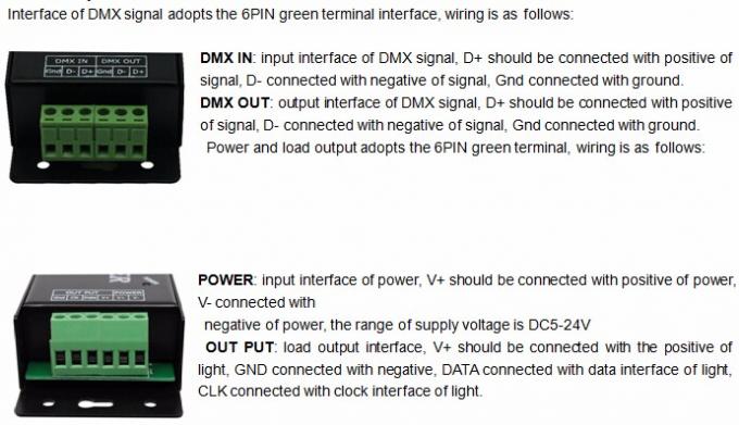 DC5v 24v Dmx to Spi ピクセルデコーダー 3ピン RGB LED ストライプ制御 0